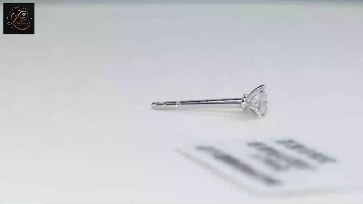 6-Prong Round Cut Solitaire Diamond Stud Earrings in 14K Gold | Push Back