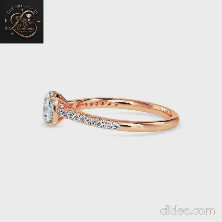 Cushion Cut Diamond Bridal Ring | 18K  Yellow Gold Promise Ring | Gift For Her
