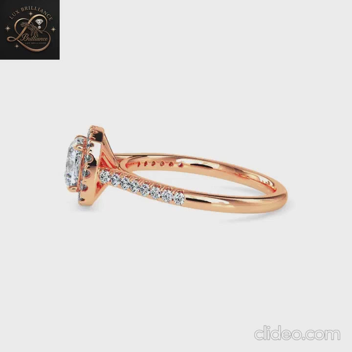 Cushion Cut Diamond Halo Engagement Ring | 18K  Yellow Gold Promise Ring | Gift For Her